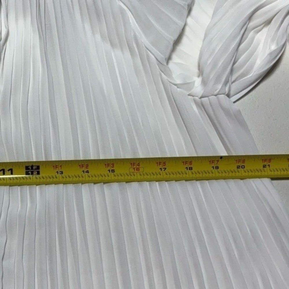 Midnight Velvet Ivory Pleated Tie Neck Long Sleeve Blouse Top Small - Picture 8 of 10